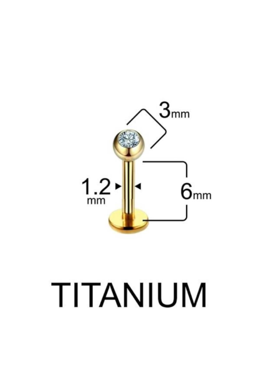 Tek Taş Altın Titanyum Piercing 6 MM
