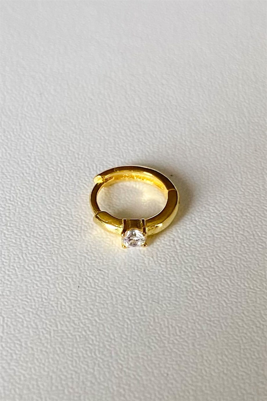 Tekli Tektaş Halka Küpe-Piercing | 925 Ayar Gümüş