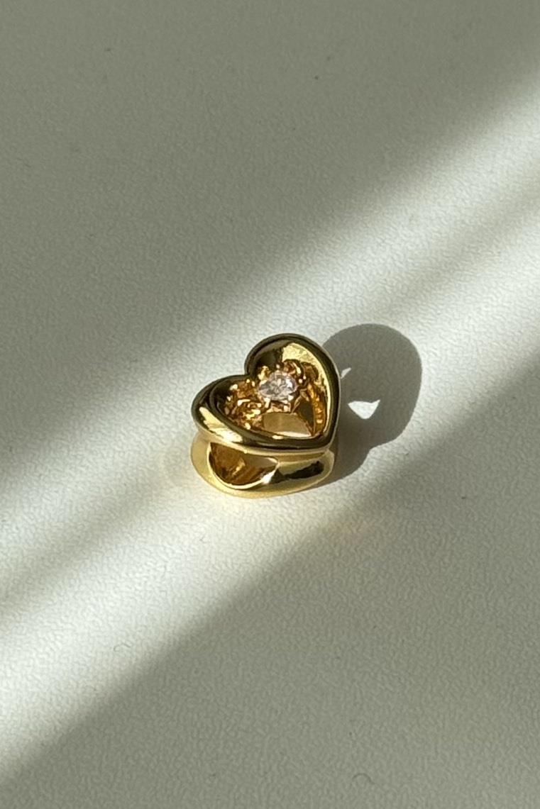 Tektaş Kalp Gold Charm 925 Ayar Gümüş