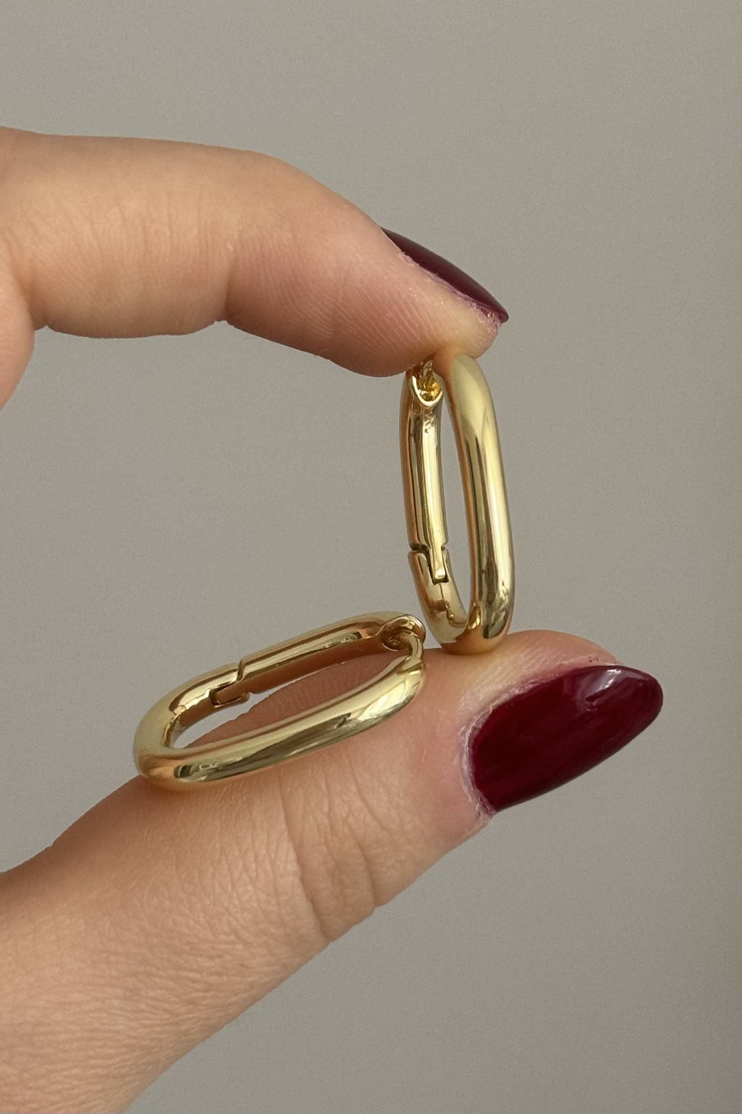 Tombul Oval Küpe Çifti 14K Çelik