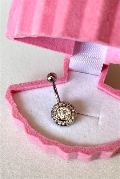 Yuvarlak Taşlı Göbek Piercing | Cerrahi Çelik