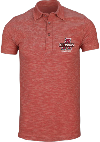 Flamlı Polo Yaka T-Shirt Kırmızı / Flamed Polo Neck T-Shirt Red