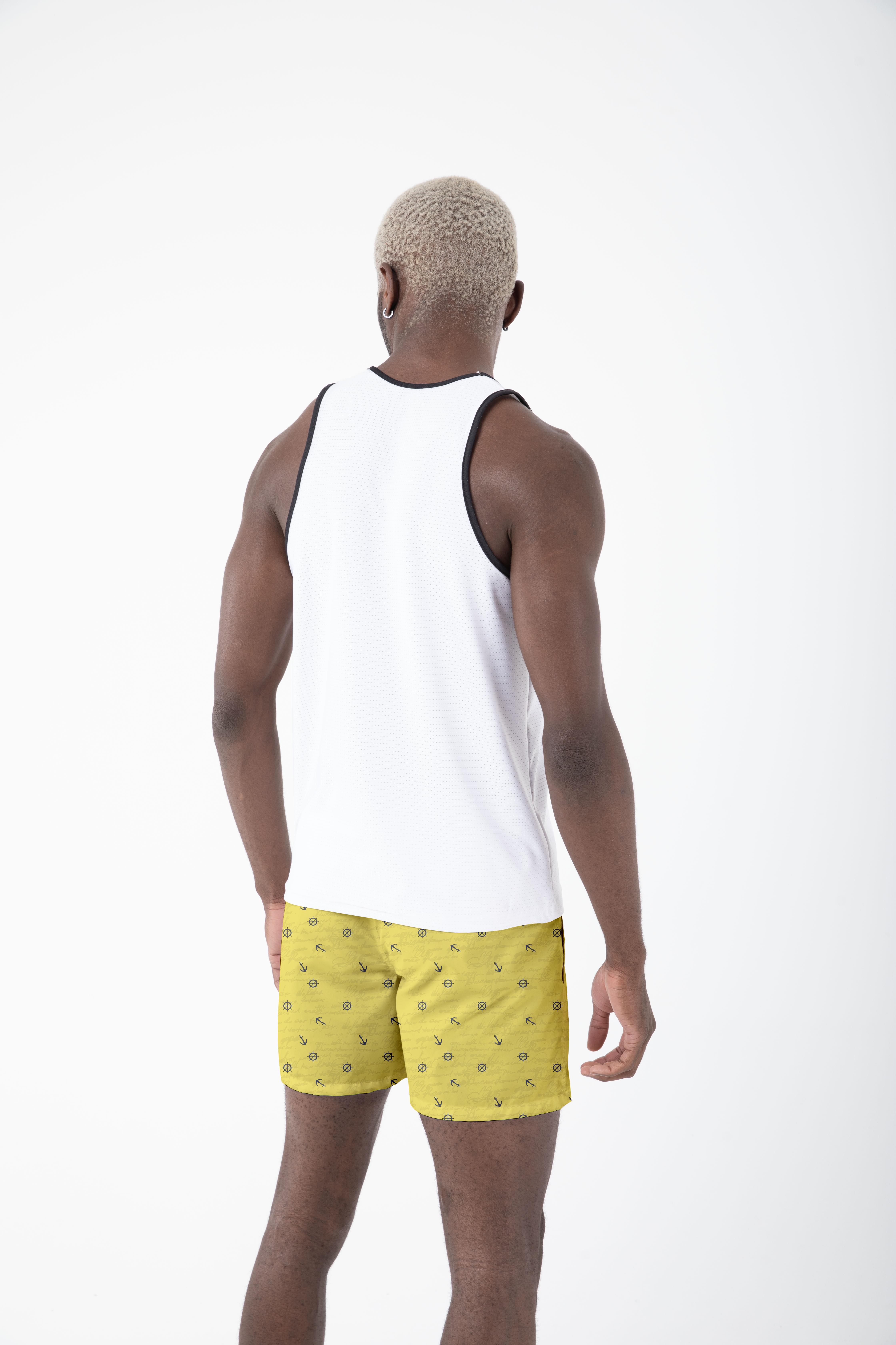 Desenli Sıfır Kol Nefes Alan Kumaş Erkek Atlet