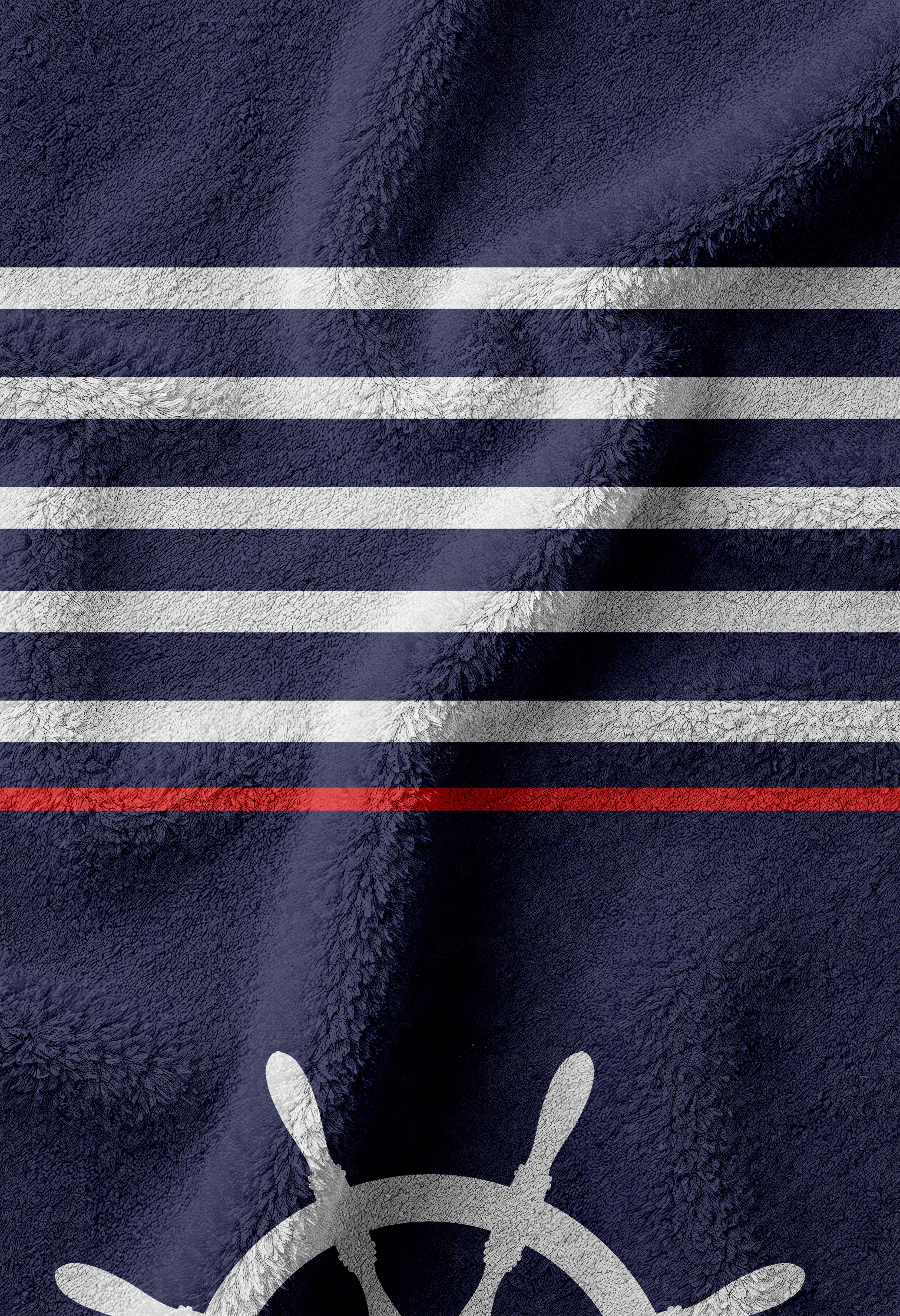 Marin Dümen Desenli Lacivert Yüksek Su Emici 70x150 Plaj Havlusu