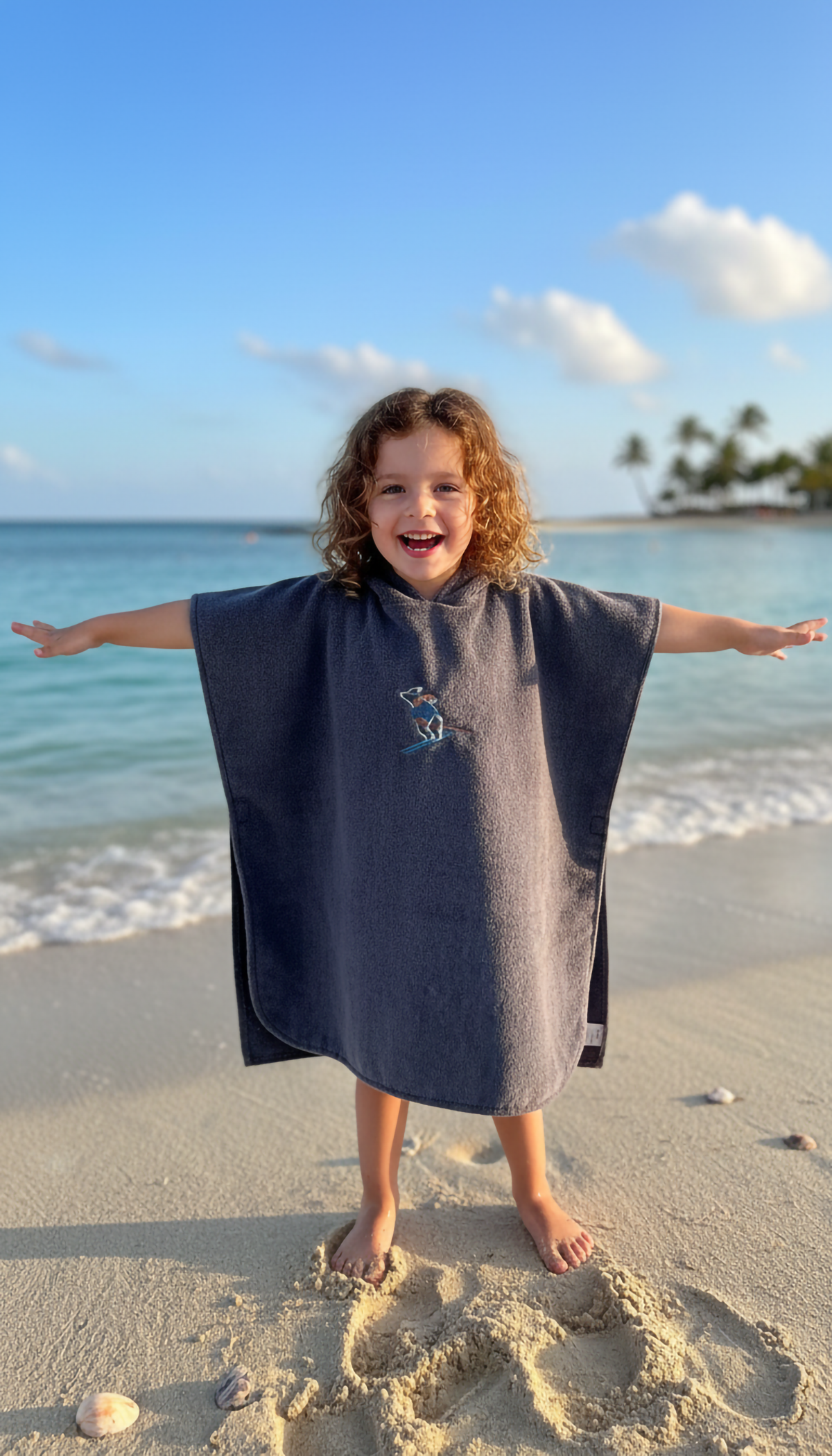 Nakış Detaylı Çocuk Panço Havlu 