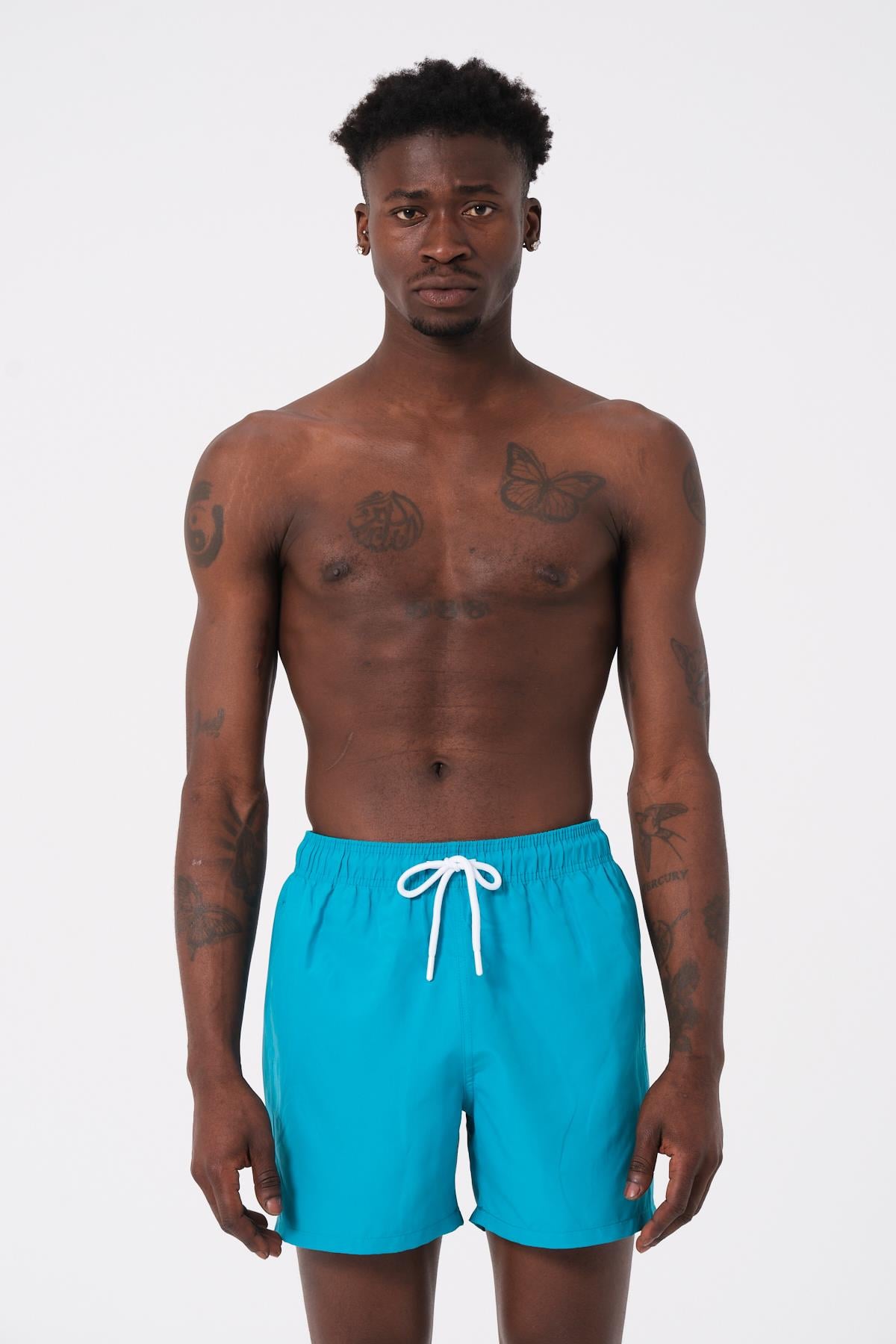 DAAG Turkuaz Düz Renk Standart Boy Erkek Deniz ve Havuz Şortu 