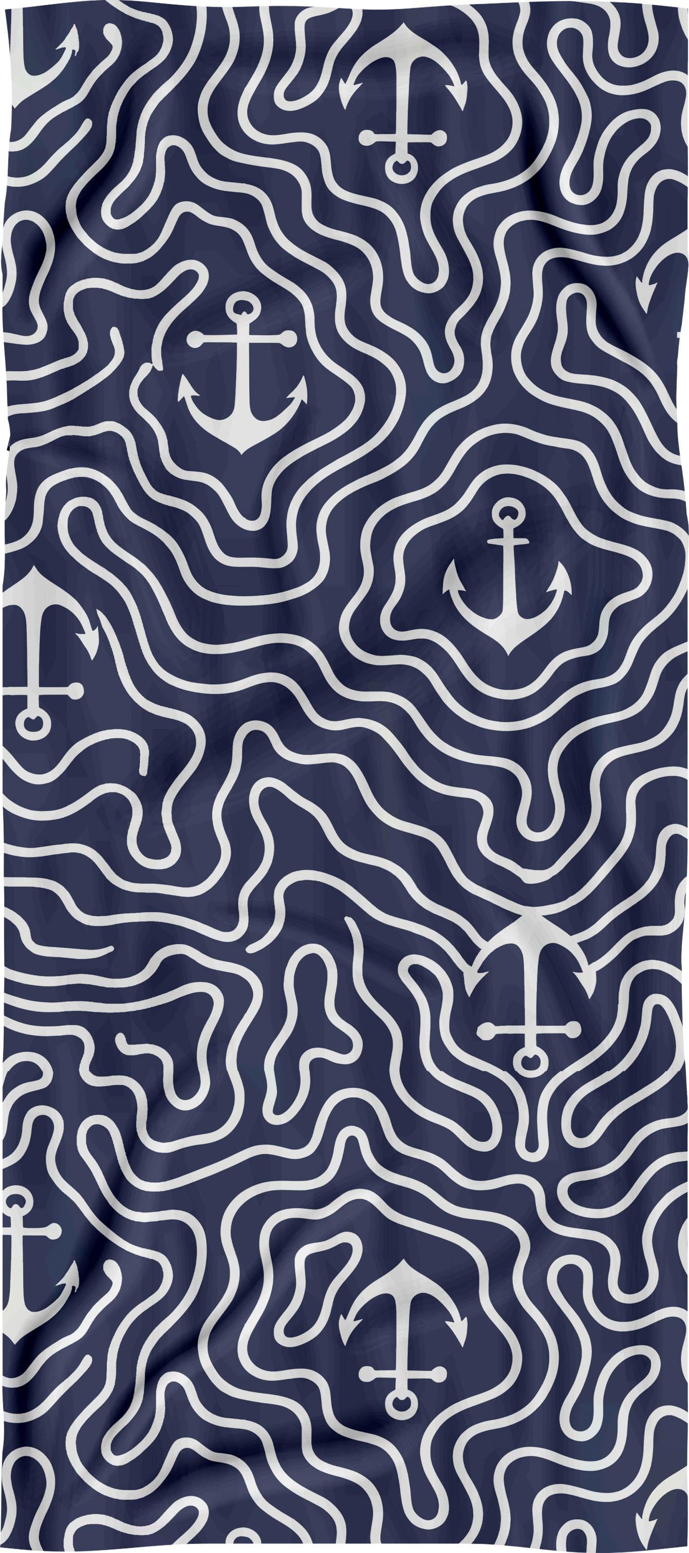 Marin Çapa Desenli Lacivert Yüksek Su Emici 70x150cm Plaj Havlusu