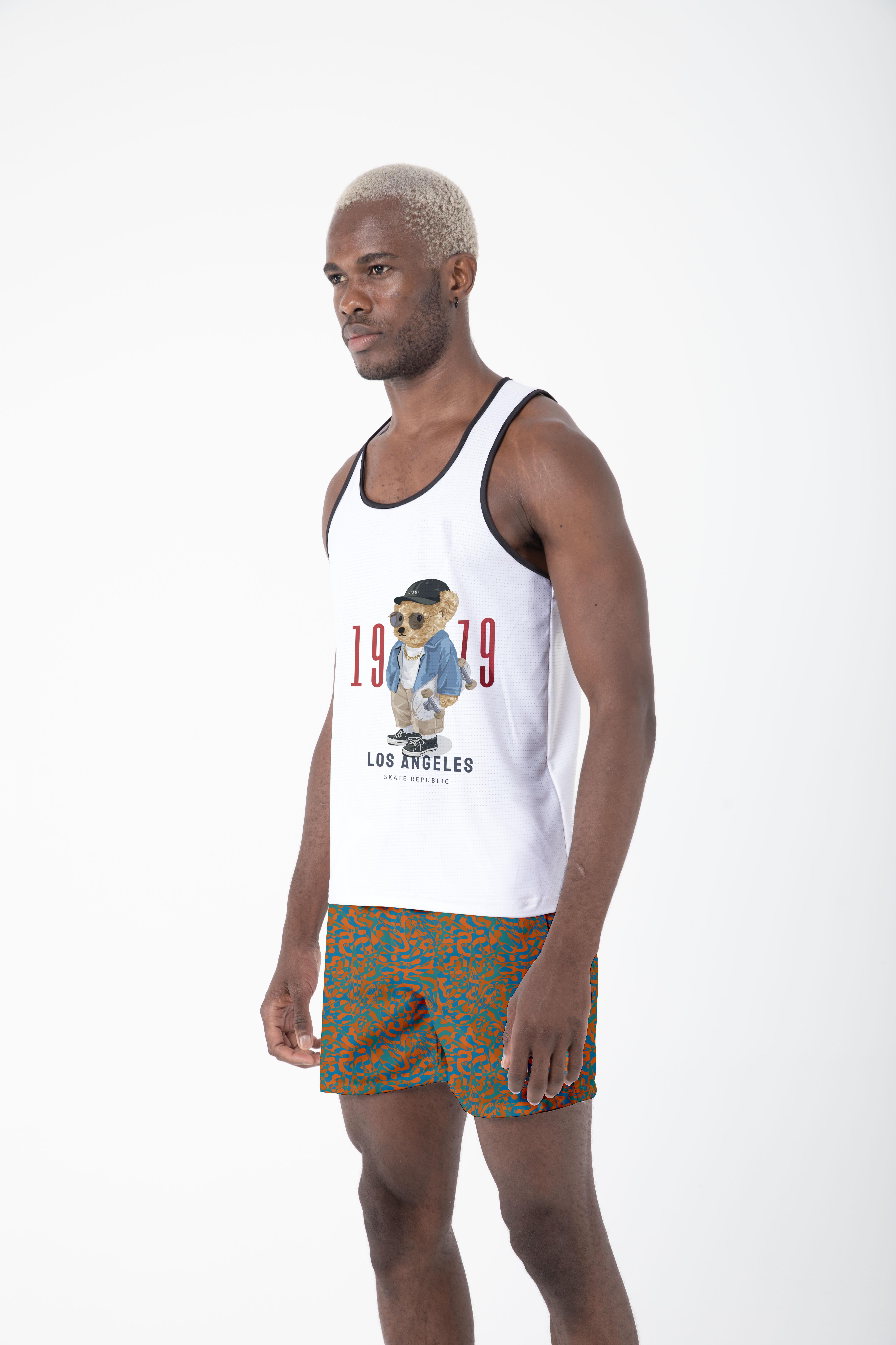 Desenli Sıfır Kol Nefes Alan Kumaş Erkek Atlet