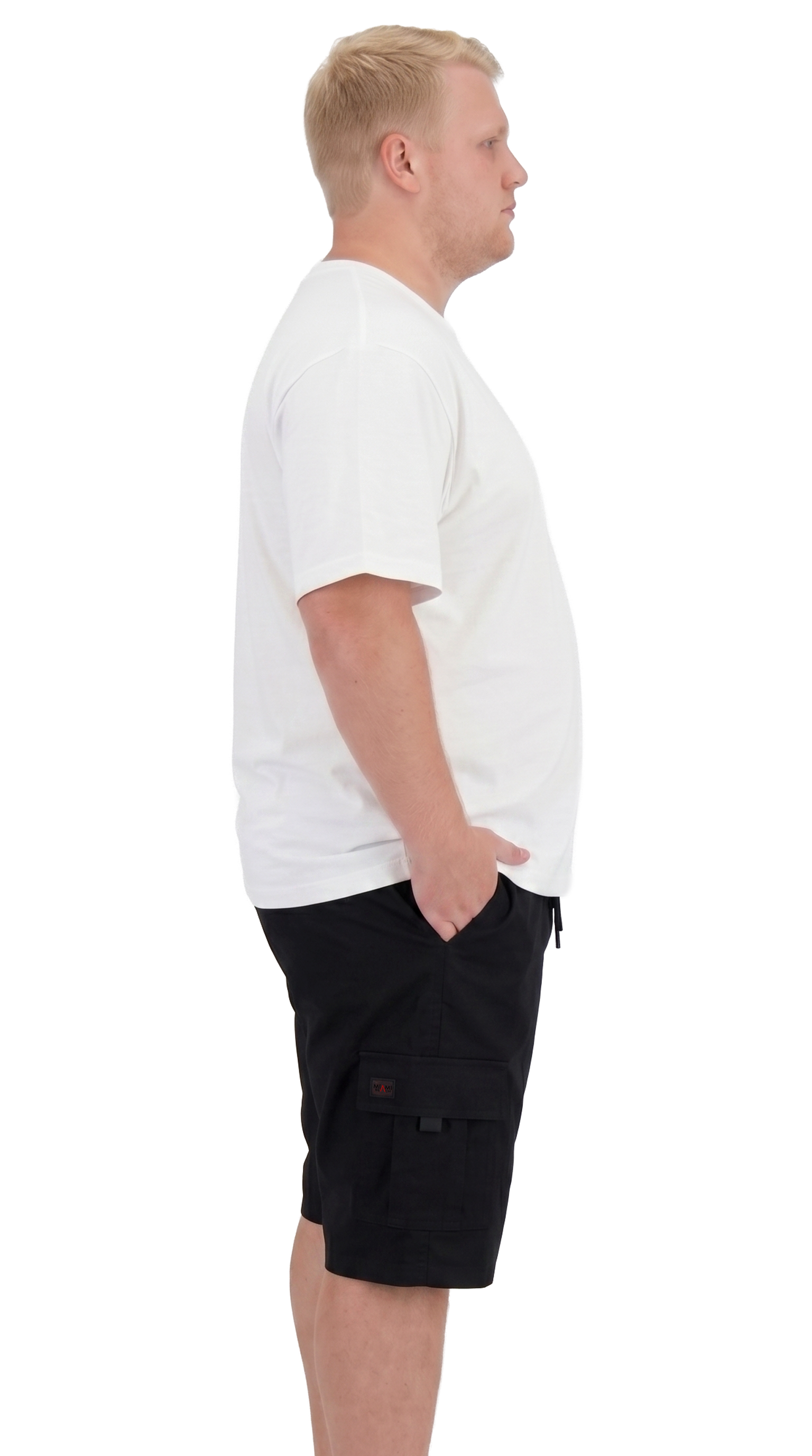 Siyah Büyük Beden Esnek Kumaş Uzun Boy Erkek Kargo Şort