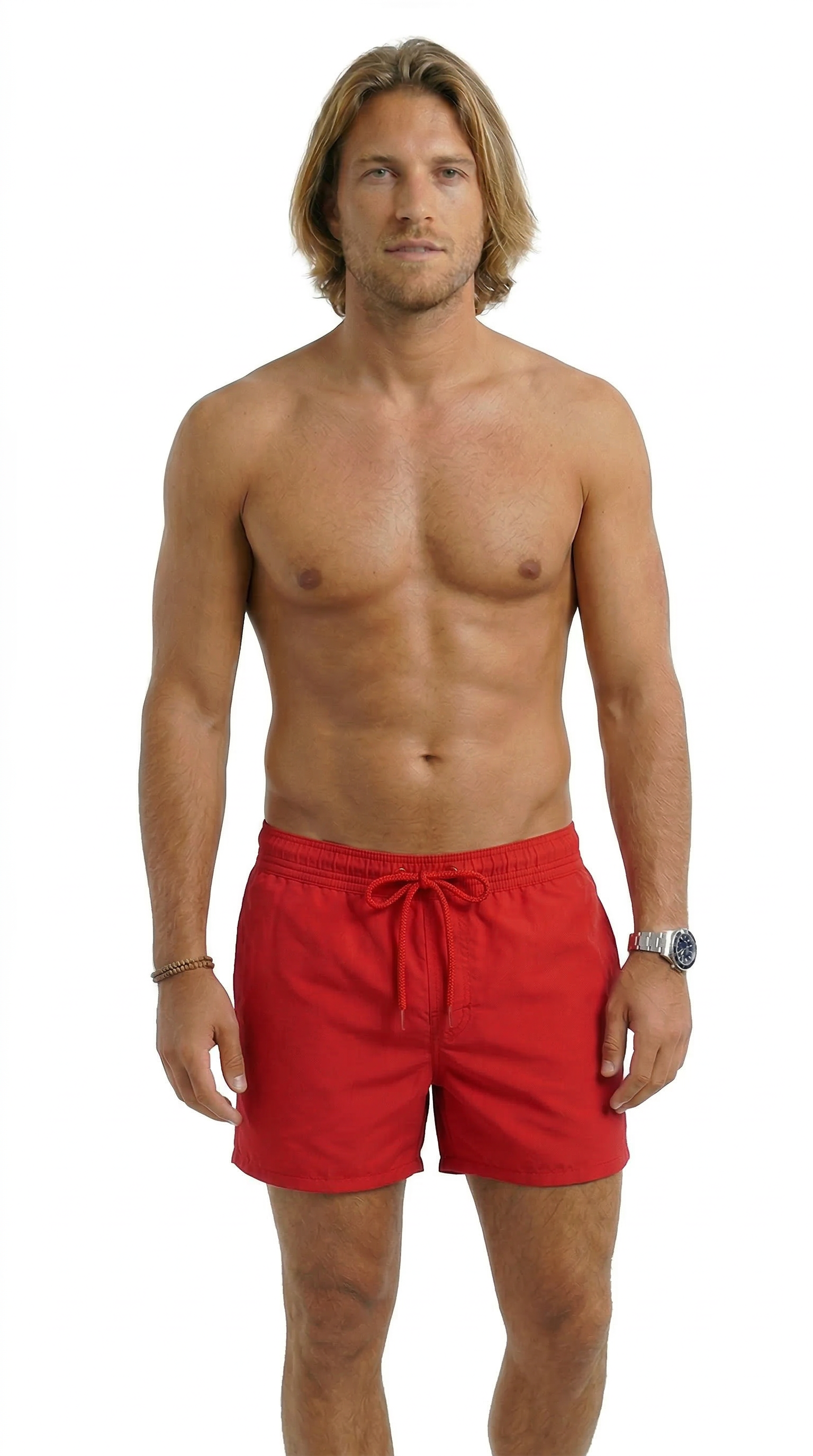 Kırmızı Renk Standart Boy Erkek Mayo Deniz Şortu 