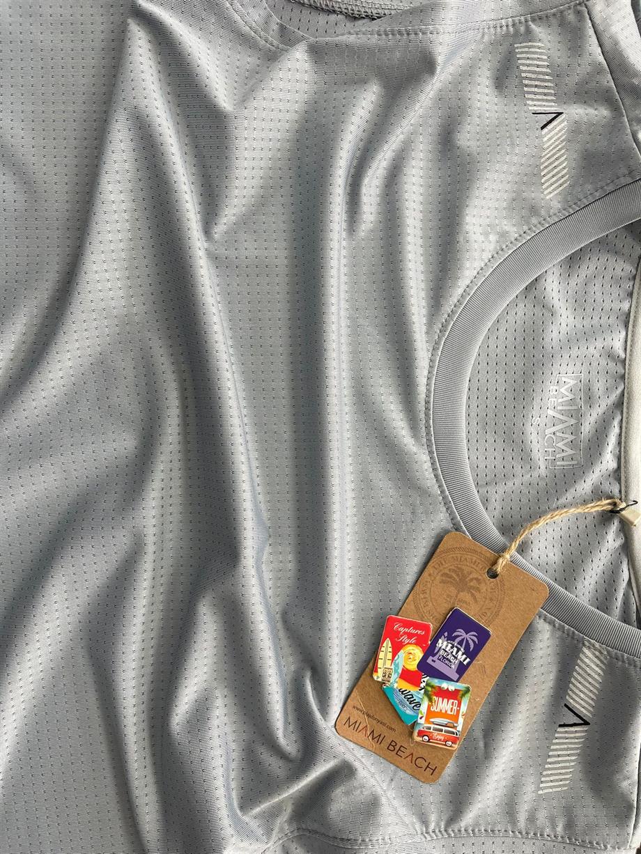 Gri Sıfır Kol Erkek T shirt