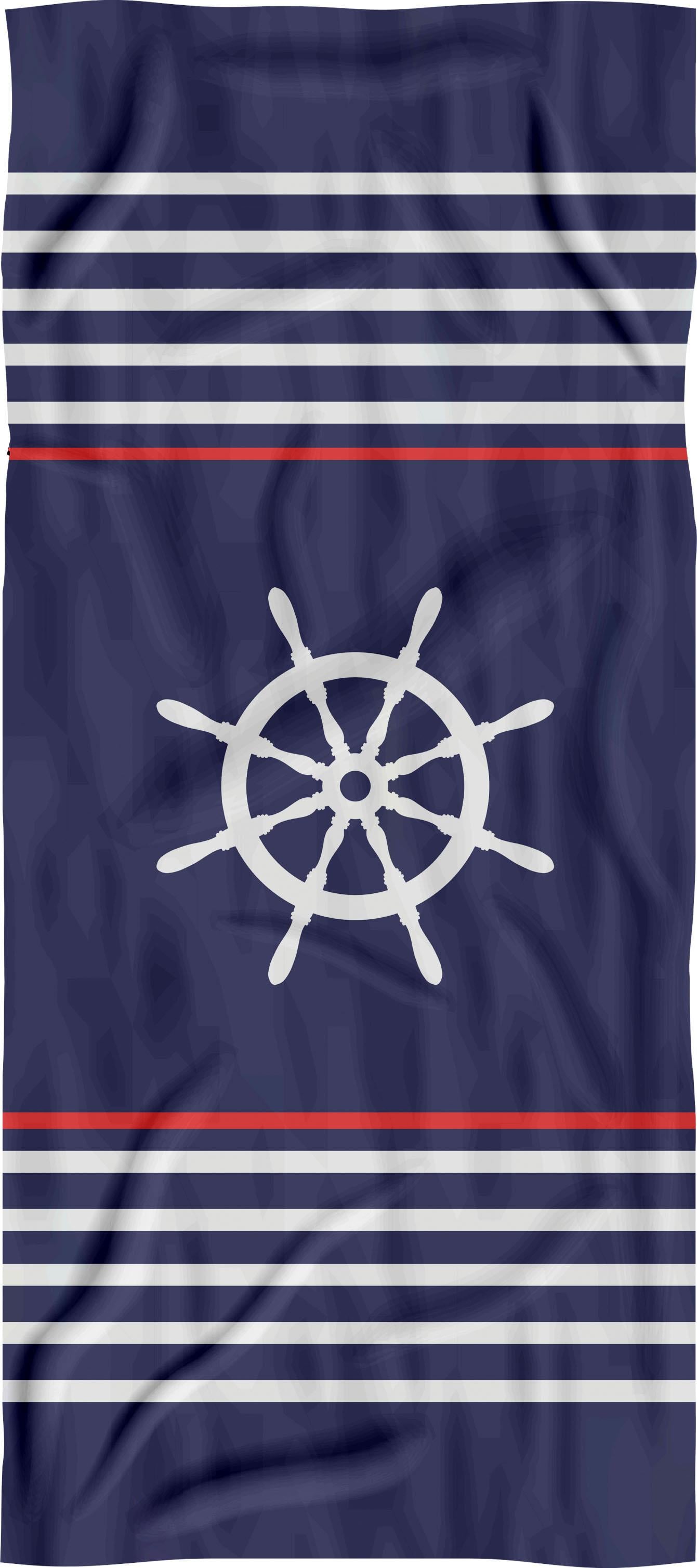 Marin Dümen Desenli Lacivert Yüksek Su Emici 70x150 Plaj Havlusu