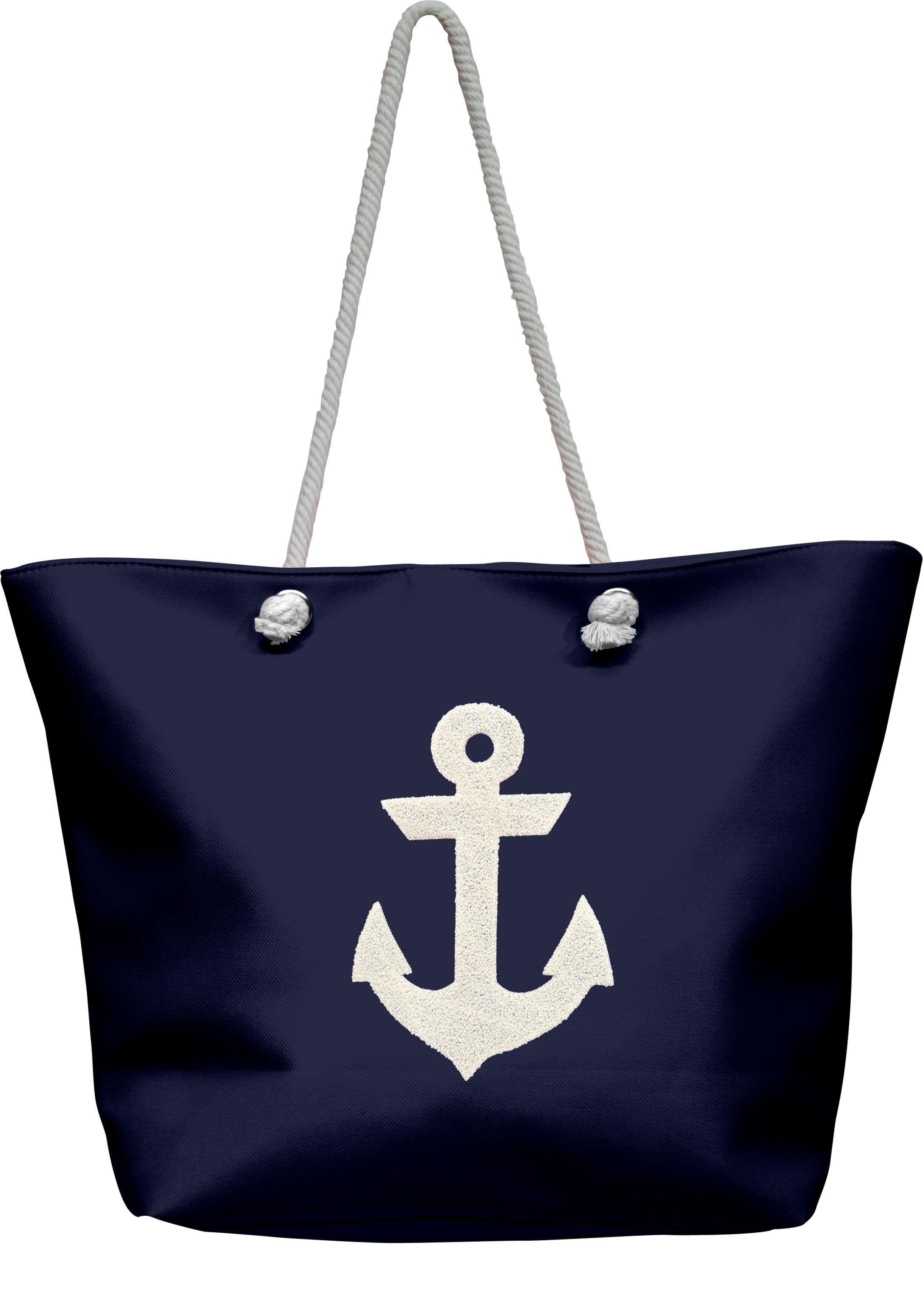 Marin Çapa Nakışlı Lacivert Astralı Geniş Hacimli Kadın Plaj Çantası 