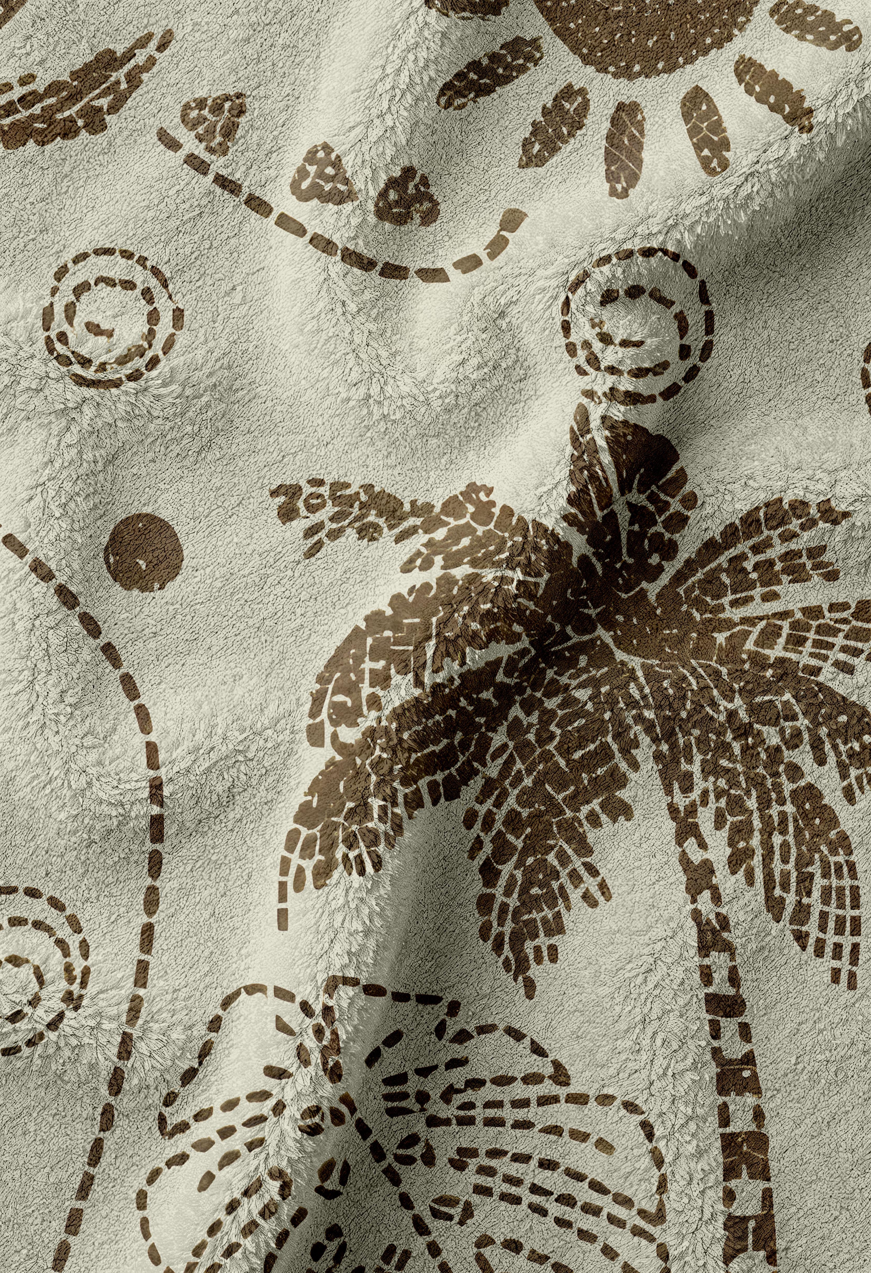 Palmiye Desenli Krem Rengi Yüksek Su Emici 70x150cm Plaj Havlusu