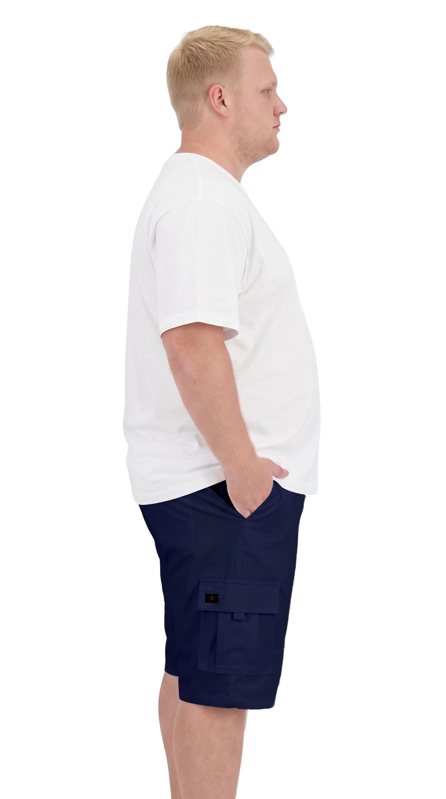 Lacivert Büyük Beden Esnek Kumaş Uzun Boy Erkek Kargo Şort