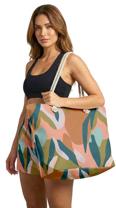 Modern Çizim Desenli Geniş Hacimli Astarlı Plaj Çantası