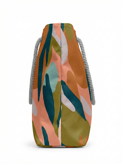 Modern Çizim Desenli Geniş Hacimli Astarlı Plaj Çantası