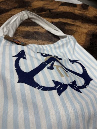 Marin Çapa Desenli Yüksek Su Emicili Çanta Olabilen Plaj Havlusu