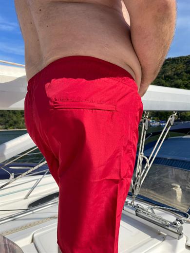 Kırmızı Büyük Beden Standart Boy Erkek Mayo Deniz Şortu 