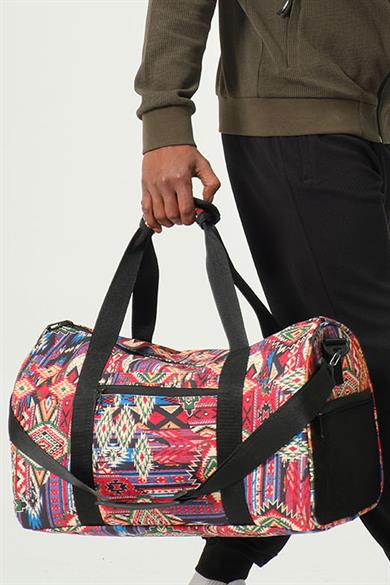 Etnik Desenli Kilitli Unisex Seyahat Çantası - Kabin Boy El Valizi - Spor Çantası