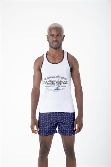 Desenli Sıfır Kol Nefes Alan Kumaş Erkek Atlet