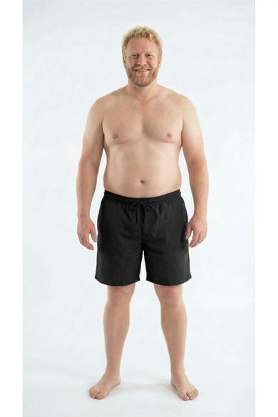 Siyah Büyük Beden Standart Boy Erkek Mayo Deniz Şortu 