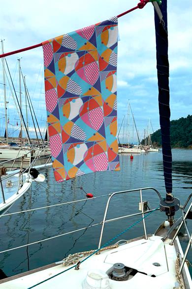 Balık Desenli Renkli Unisex Plaj Havlusu 70x150