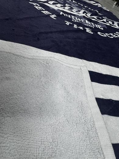 Lacivert Nautical  Desenli Yüksek Su Emicili Çanta Olabilen Plaj  Havlusu