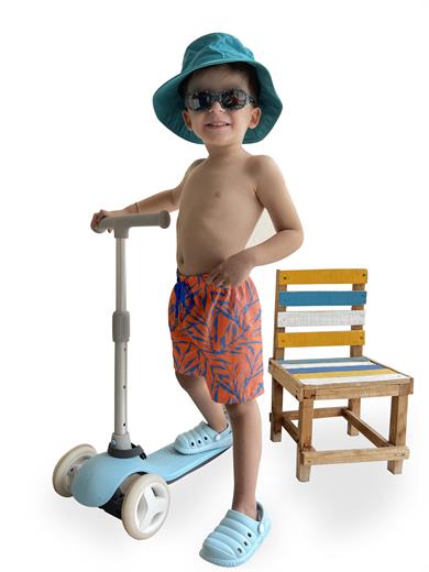 Yaprak Desenli Turuncu Standart Boy Erkek Çocuk Mayo Deniz Şortu 