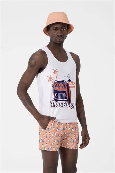 Somon Penguen Desenli Standart Boy Erkek Deniz ve Havuz Şortu 