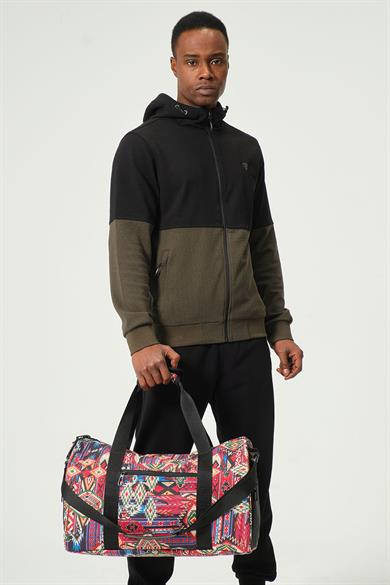 Etnik Desenli Kilitli Unisex Seyahat Çantası - Kabin Boy El Valizi - Spor Çantası