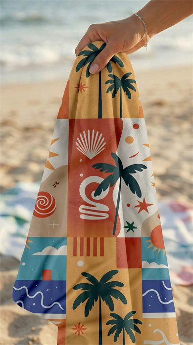 Patchwork Desenli Renkli Yüksek Su Emici 70x150cm Plaj Havlusu