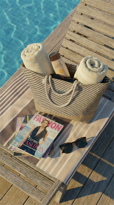 Keten Dokulu Jüt Parçalı Krem-Bej Rengi Astarlı Geniş Hacimli Kadın Plaj Çantası