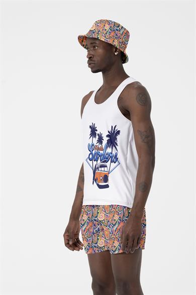 Şal Desenli Standart Boy Erkek Deniz ve Havuz Şortu 