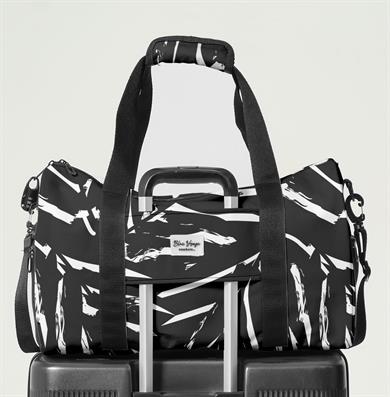 Siyah Desenli Kilitli Unisex Seyahat Çantası - Kabin Boy El Valizi - Spor Çantası