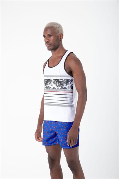 Desenli Sıfır Kol Nefes Alan Kumaş Erkek Atlet