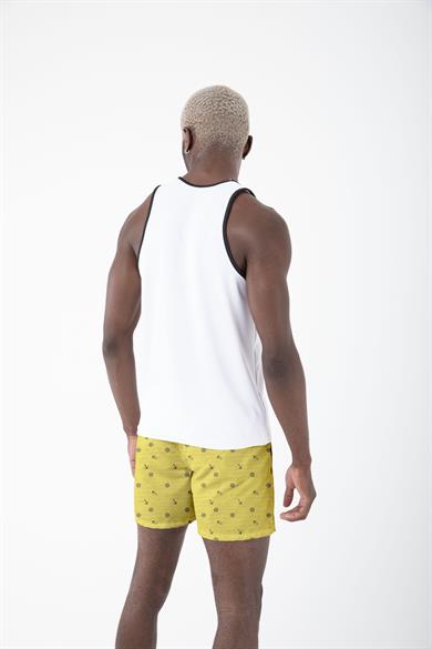 Desenli Sıfır Kol Nefes Alan Kumaş Erkek Atlet