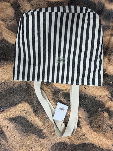 Lacivert Çizgili Pamuklu Plaj Çantası