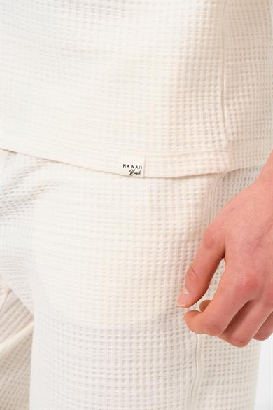 Erkek Ekru %100 Pamuk Oversize Bisiklet Yaka Basic Tişört 