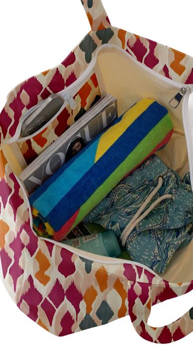 Batik Desenli Renkli Parçalı Kendinden Saplı Astarlı Kadın Plaj Çantası 