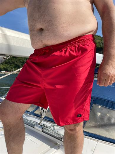 Kırmızı Büyük Beden Standart Boy Erkek Mayo Deniz Şortu 
