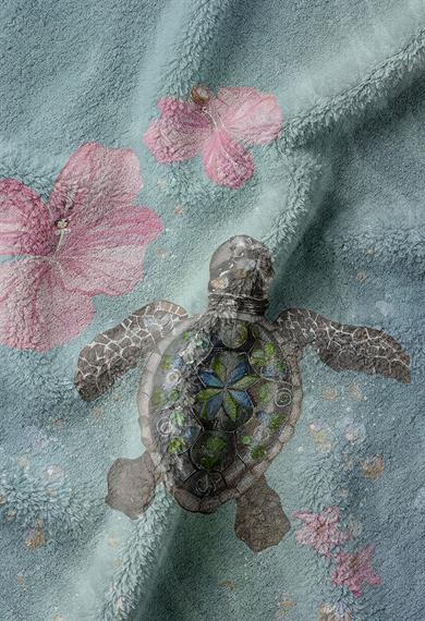 Kaplumbağa Desenli Renkli Yüksek Su Emici 70x150cm Plaj Havlusu