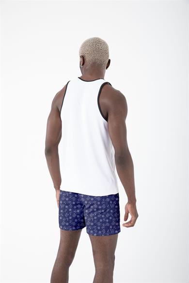 Desenli Sıfır Kol Nefes Alan Kumaş Erkek Atlet