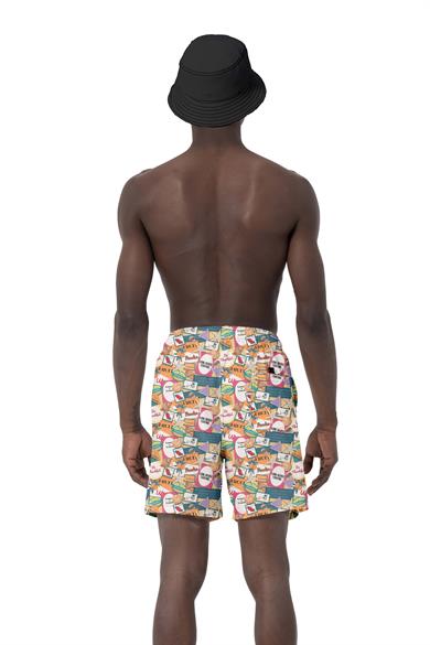 Hawaii Beach Renkli Baskılı Esnek kumaş Standart Boy Erkek Deniz Şortu