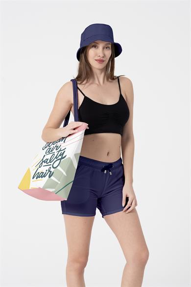 Renkli Kalın Malzemeli,Geniş Hacimli Kadın Plaj Çantası