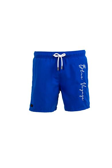 Blue Voyage Miami Beach Nakışlı Saks Mavi  Standart Boy Erkek Mayo Deniz ve Havuz Şortu 