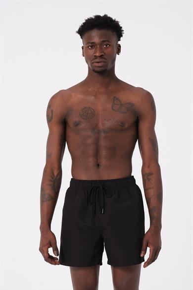 DAAG Siyah Düz Renk Standart Boy Erkek Deniz ve Havuz Şortu 