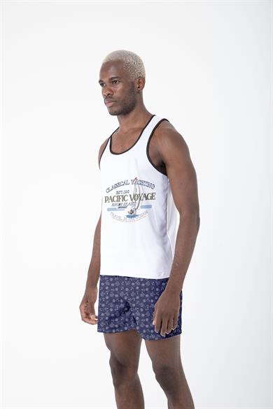 Desenli Sıfır Kol Nefes Alan Kumaş Erkek Atlet