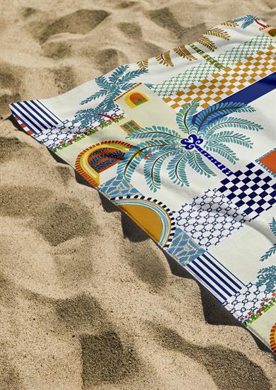 Tropikal Patchwork Desenli Renkli Yüksek Su Emici 70x150cm Plaj Havlusu