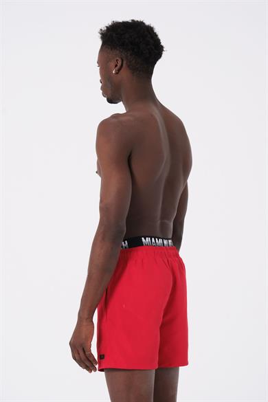 Kırmızı Boxer Lastikli Standart Boy Erkek Deniz ve Havuz Şortu 